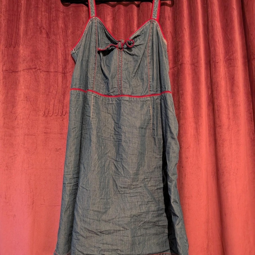 Vintage America Denim Blue Dress with Red Accents